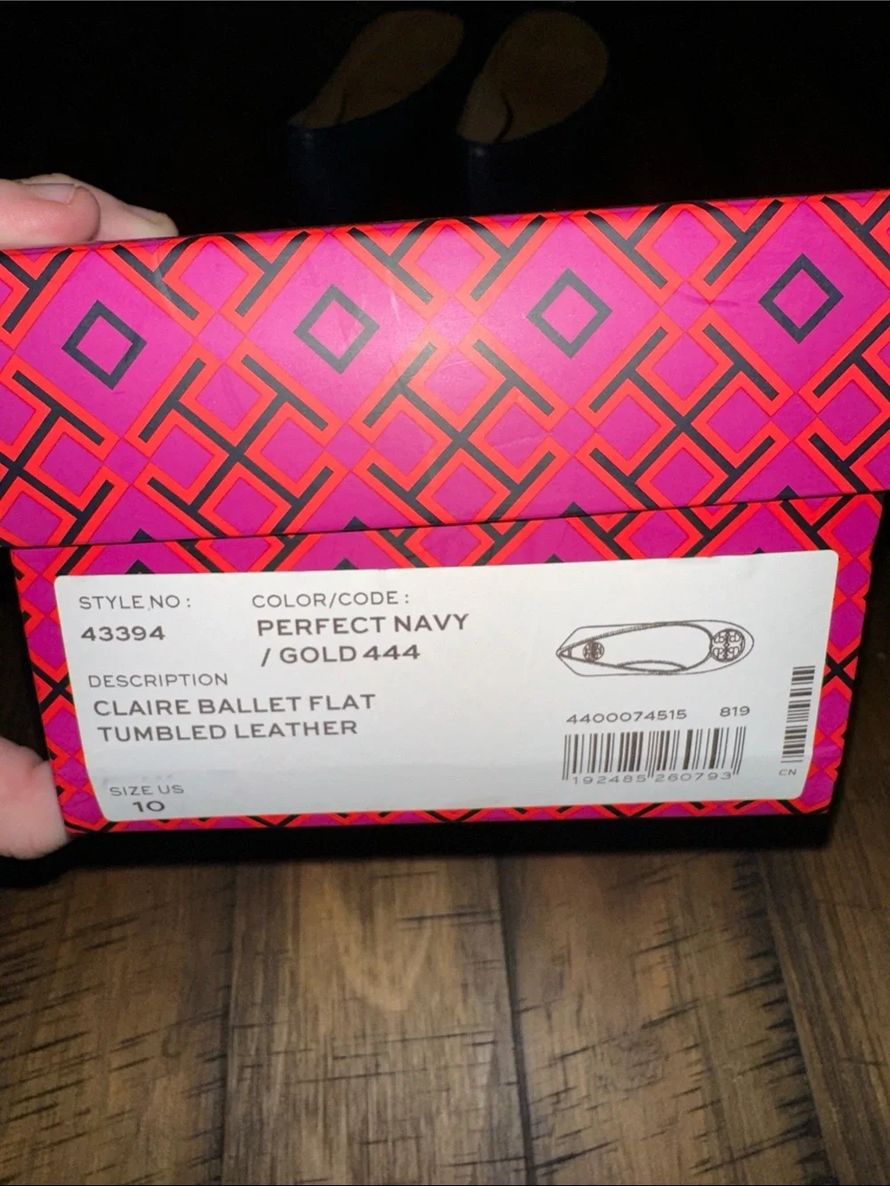 Tory Burch Navy Leather Ballet Flats with Gold Logo